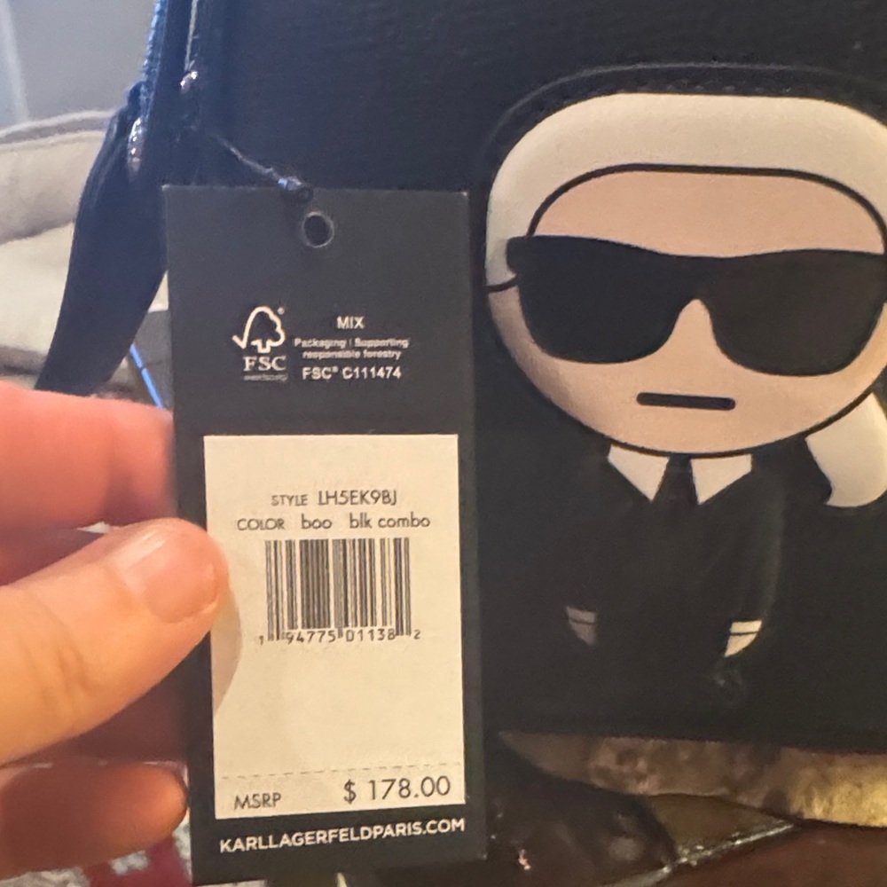 Karl Lagerfeld Black Belt Bag with Iconic Characters - Picture 2 of 6